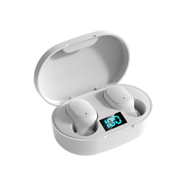 Monstrate Compatibilidad con Bluetooth 5.0 Auriculares Inalámbricos a prueba de agua en la oreja Pantalla LED Auriculares Reproducción de Cables de audio/vídeo Blanco