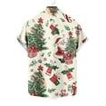 thumbnail image 6 of SERTG Men's Christmas Print Short Sleeve Shirt Lapel Collar Button Front Resort Casual Hawaiian Shirt Men Christmas Gifts Tops(Khaki,5XL), 6 of 6