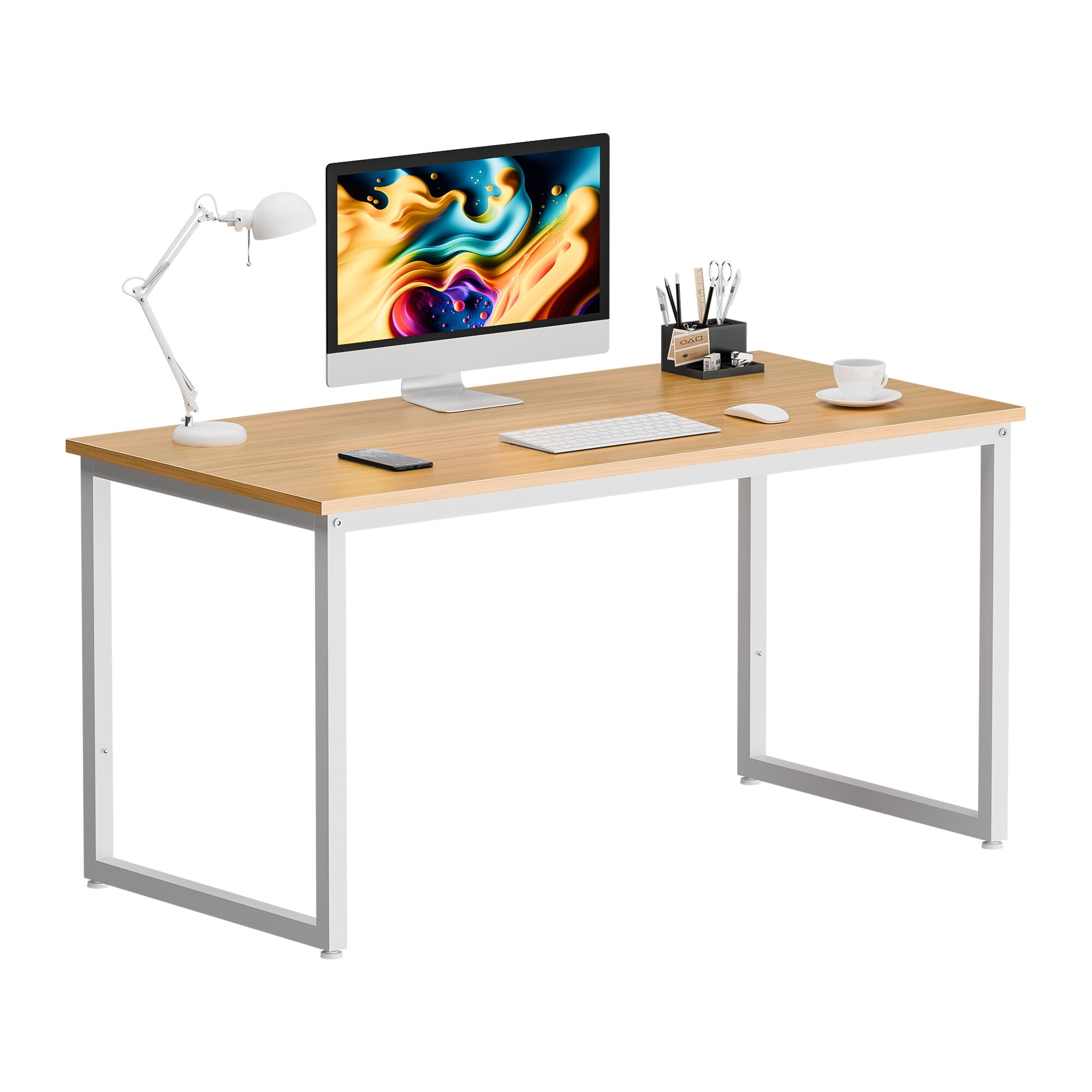 ZENSTYLE 47" Computer Desk Metal Frame Writing Desk Modern Workplace Studio for Home, Natural