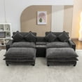thumbnail image 2 of EUROCO 112.6" Sectional Sofa Couch, Chenille Upholstered Sofa with 2 Removable Ottoman, 2 USB Ports, 4 Pillows, 2 Cup Holders, Double Cushion Design and Large Storage Box for Living Room, Black, 2 of 8