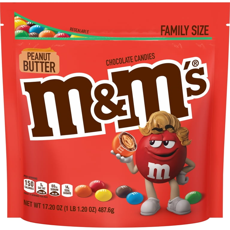 M&M'S Peanut Butter Milk Chocolate Candy Family Size, 17.2 oz