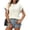 White, variant on Women’S Contrast Scallop Trim Knit Top, Round Neck Short Sleeve Casual Sweater, Polyester, 1pc, Sizes S M L XL