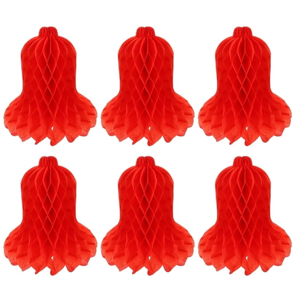 QUTETN 6Pcs Honeycomb Paper Honeycomb Decorations Paper Hanging Bells Festive Paper Decorations