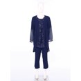 thumbnail image 2 of LiiYii Mother of the Bride Skin Friendly Women's Pant Suits for Wedding Cocktail Party, Polyester Navy Blue Floral Evening, Plus Size L/0XL, 2 of 9
