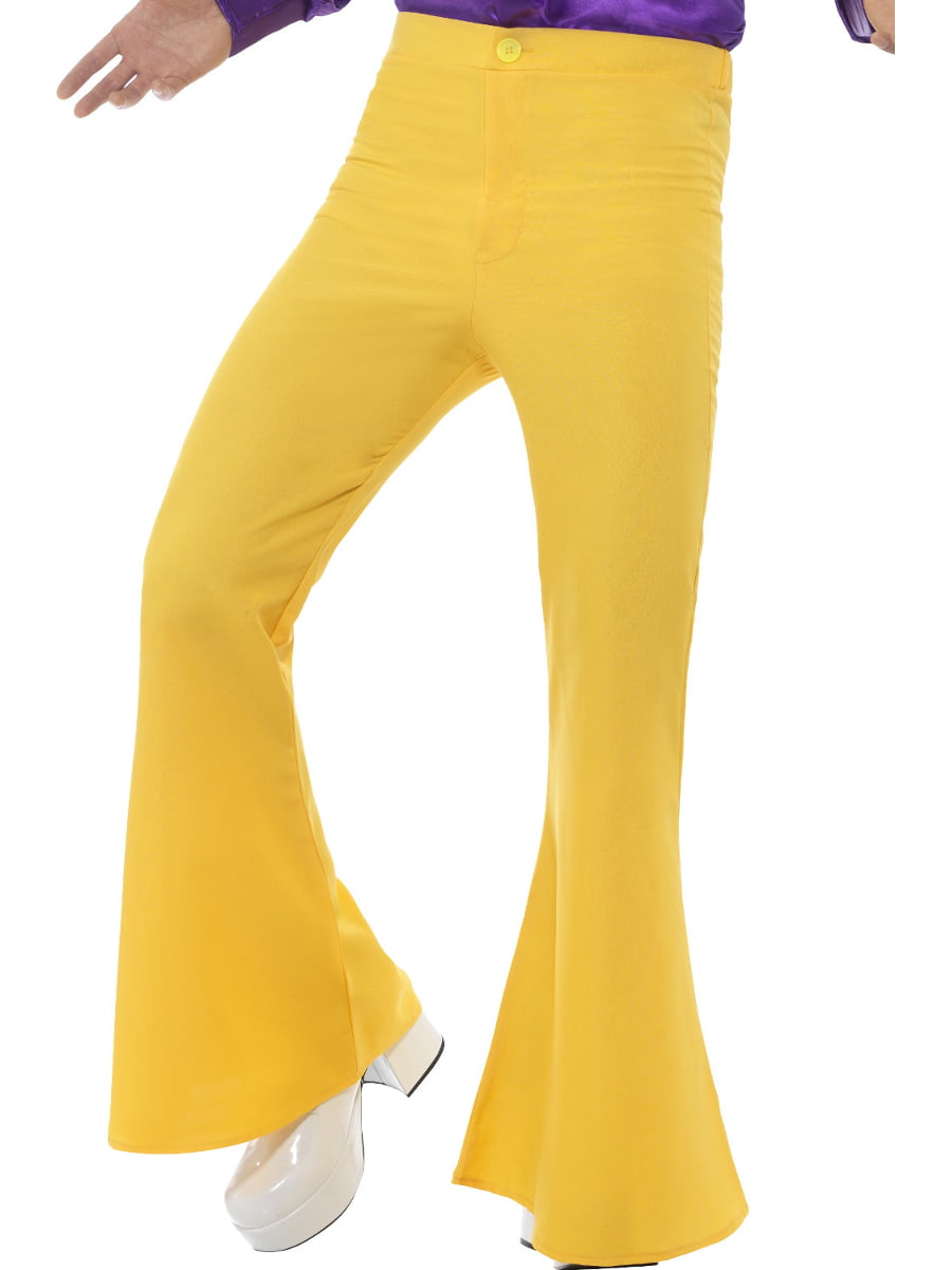 Smiffys - Mens 70s Groovy Disco Fever Flared Yellow Pants Costume ...