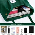 thumbnail image 6 of Ayieyill Corduroy Tote Bag Large for Women Girl Lady Canvas Shoulder Cord Purse and Handbags with Inner Pocket (Green), 6 of 7