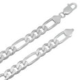 thumbnail image 2 of 8mm Solid .925 Sterling Silver Flat Figaro Chain Necklace + Bracelet Set, 26" (Necklace) + 8" (Bracelet) + Gift Box, 2 of 7