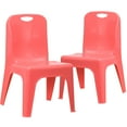 thumbnail image 3 of Emma + Oliver 2 Pack Red Plastic Stackable School Chair with Carrying Handle and 11"H Seat, 3 of 14