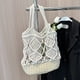 thumbnail image 5 of Bolsa de hombro de playa de verano de mano tejido para mujer ahuecado para viajes (blanco) Tmvgtek Para Estrenar, 5 of 9