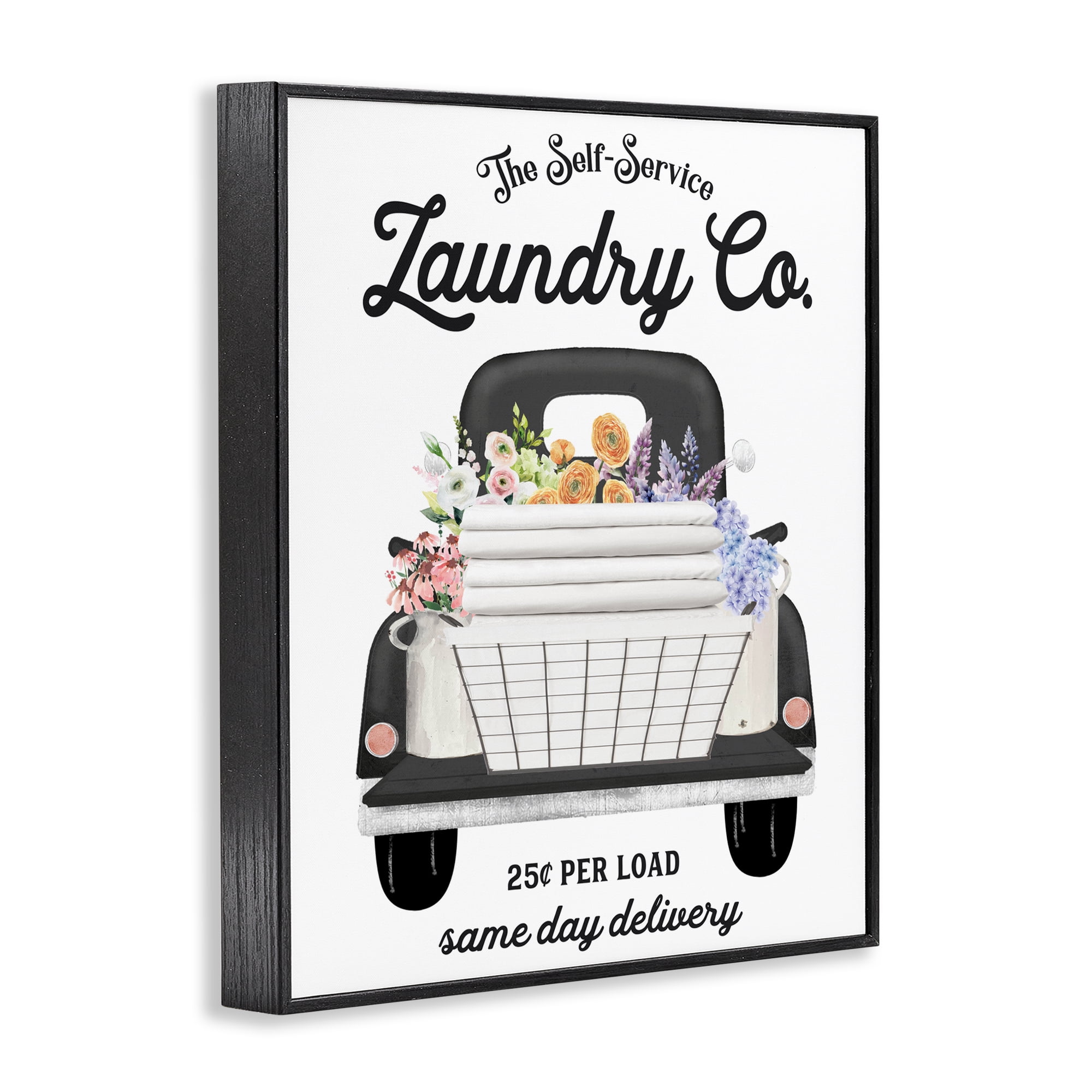 Laundry Service Truck Black Framed Giclee Art, design by Lettered and Lined