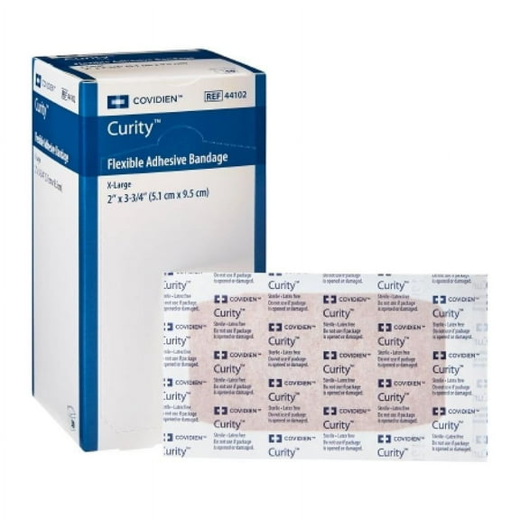 Curity Flexible Adhesive Bandages - 2 X 3-1/4 Inch, Tan, Fabric, Sterile, 50 Count