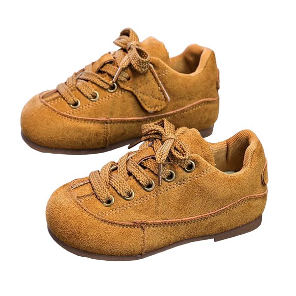 Dakaela Toddler Boys Retro Sneakers Round Toe Lace up Running Walking Tennis Shoes Suede School Uniform Casual Oxfords Dress Shoes Yellow 12