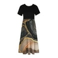 thumbnail image 3 of Nuoqisi Robes Maxi à Fleurs pour Femmes Longues Fluides Évasées à Manches Courtes Robe Élégante à Empiècements à Volants à Étages Robe Modeste pour l'Église, 3 of 5