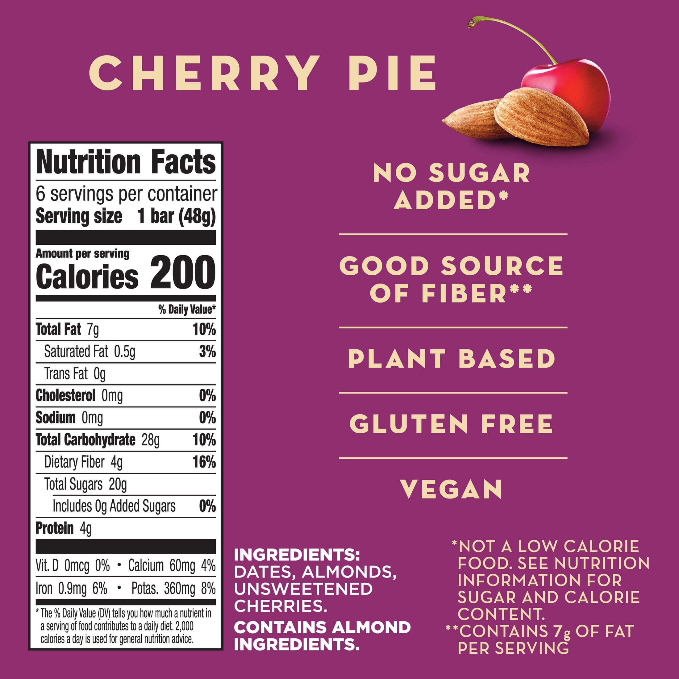 (4 pack) Larabar Cherry Pie Fruit and Nut Bars, Gluten Free and Vegan, 10.2 oz, 6 Count