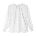 thumbnail image 4 of Penkiiy Chemises à Manches Longues Unies pour Filles Hauts Mignons Col Rond Blouses Décontractées Vêtements Chemises Col Rond 7 Ans Blanc, 4 of 5