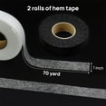 thumbnail image 2 of NOGIS 140 Yards Iron on Hemming Tape, 2 Rolls 1 inch Hem Tape No Sew No Iron, Iron on Tape for Hemming, Stitch Witchery Tape Sewing Tape for Curtain, Pants, Clothes (Black+White), 2 of 7
