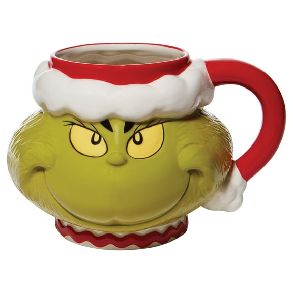 Department 56 Dr Seuss Santa Grinch Sculpted Stoneware Multicolor Christmas Mug 4.6in H
