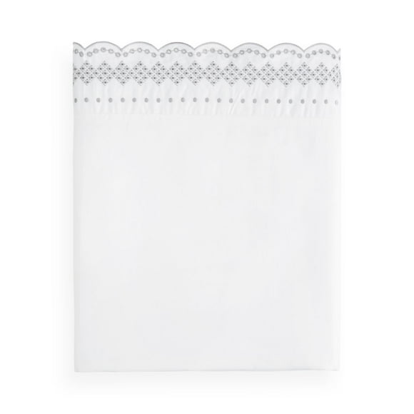 Sky Drap Plat Brodé Festonné, Full, Blanc