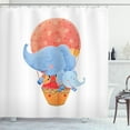 thumbnail image 1 of Colorful Shower Curtain, Mother and Baby Elephants Flying with a Hot Air Balloon Watercolor Cartoon Print, Fabric Bathroom Set with Hooks, 69W X 75L Inches Long, Multicolor, by Ambesonne, 1 of 3