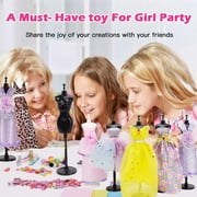 700 Pcs Fashion Designer Kit for Girls, DIY Arts & Crafts Kit with 4 Mannequins, Doll Clothes Making Sewing Kit, Girls Birthday and Christmas Gifts for Age 6-12