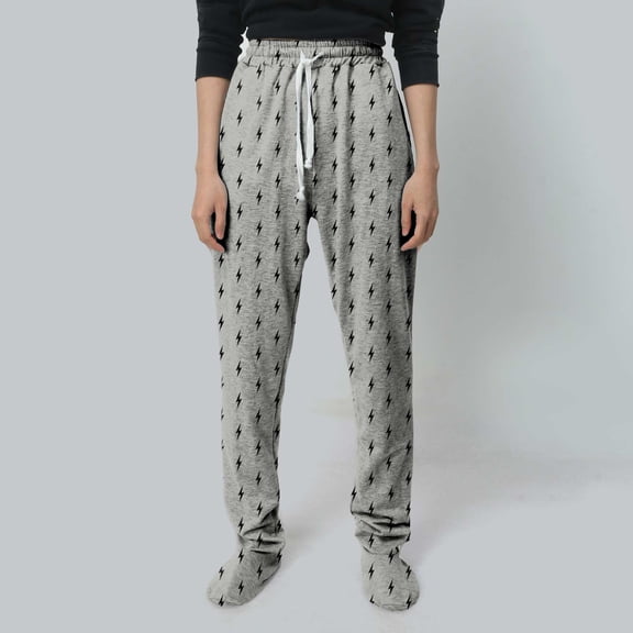 Adult Footed Sweatpants,Extremely Soft and Warm Footing Pajama Pants Drawstring Elastic Waisted Pants with Fleece Lined Feet Grey XL