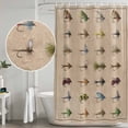 thumbnail image 4 of Ocean Fishhooks Shower Curtain Set - 72" x 78" Washable Bathtub Curtain with 12 Hooks, Vintage Coastal Fishing Pattern Brown Waterproof Fabric Stall Shower Curtains for Bathroom/Bathtub Décor, 4 of 6