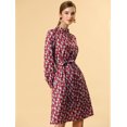 thumbnail image 4 of INSPIRE CHIC Robe à Manches Longues pour Femme, Florale, Évasée, à Nouer à la Taille, Col Smock, 4 of 6