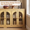 thumbnail image 3 of HOQBN 68" Modern Arched Glass Sideboard with 6 Doors, Buffet Cabinet with Storage and Adjustable Shelves, Large Credenza for Living Room,Kitchen,Entryway,Natural, 3 of 9