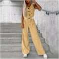 thumbnail image 6 of Women's 2 Piece Blazer Outfits Sleeveless V Neck Vest Waistcoat Wide Leg Pantsuit Office Dressy Casual Work Sets, S, 6 of 6