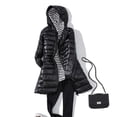 thumbnail image 2 of WEAIXIMIUNG Womens Down Jacket Women's Solid Color Mid Length Hooded Down Jacket with Drawstring Slim Fit Portable Outerwear, 2 of 9