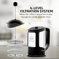 thumbnail image 4 of OVENTE Cafetera de prensa francesa de 12 onzas, vidrio de borosilicato resistente al calor con sistema de acero inoxidable de 4 filtros, jarra portátil sin BPA, perfecta para preparación fría y calien, 4 of 5