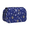 thumbnail image 1 of Disketp Golden Snowflakes Royal Blue Estuche de Lápices de Doble Capa con Tapa Abatible y Cremallera, Organizador Escolar para Adolescentes y Adultos, 1 of 7