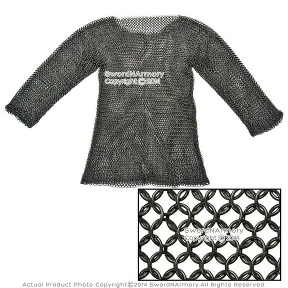 Medium Size Hauberk Full Sleeves Chainmail Shirt Butted LARP Renaissance Costume