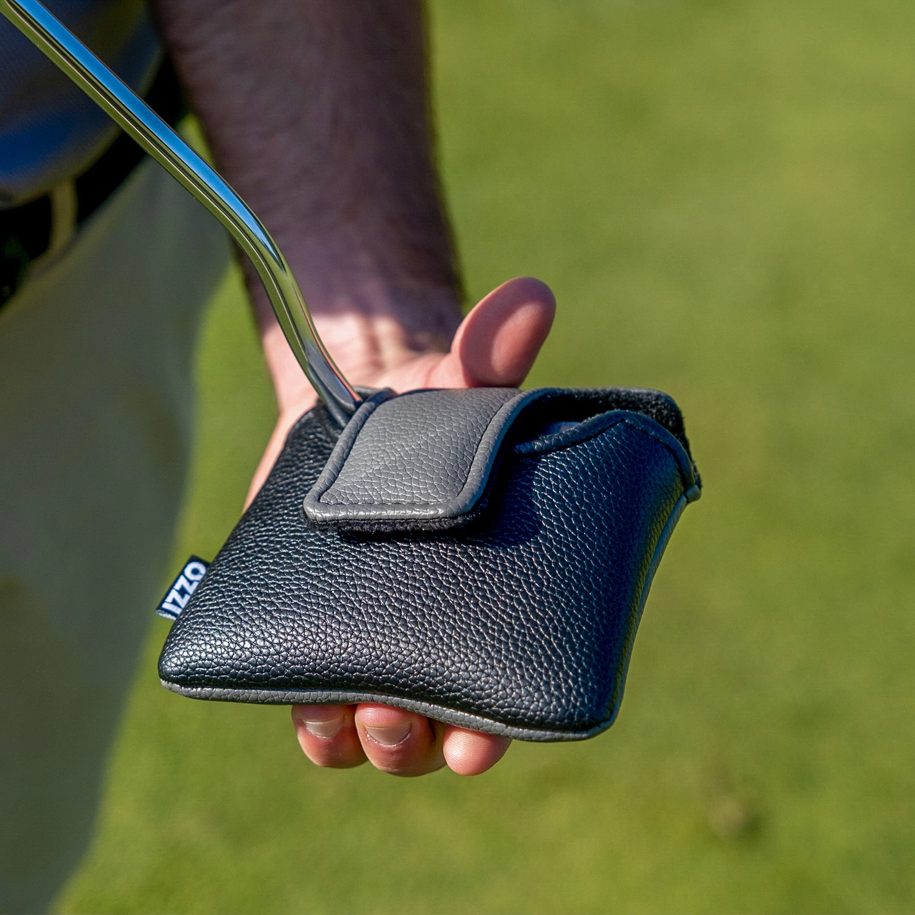 Izzo Golf Mallet Putter Headcover, Gray/Black with Magnetic Closure