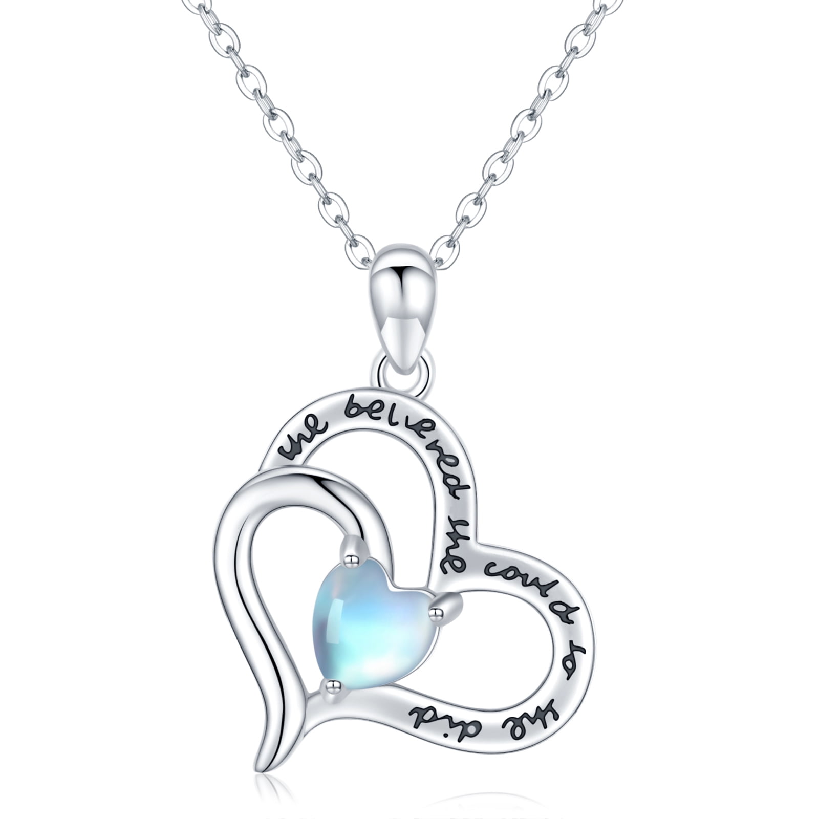 Silver/Gold/Rose Gold（with Gift Box） Custom Couple/Lover Name Engravable Jewelry ChicSilver Personalized 925 Sterling Silver Heart/Star/Dot/Moon Pendant Necklace