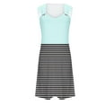 thumbnail image 4 of MIUOWANP Women's Summer Halter Casual Dress Striped Print Sleeveless V-Neck Strapless Dress Size XL(10)Light Blue, 4 of 5
