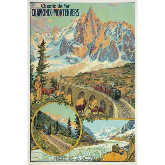 Art.com Vintage Travel Poster for Chamonix, France Art Print, 12" x 18"