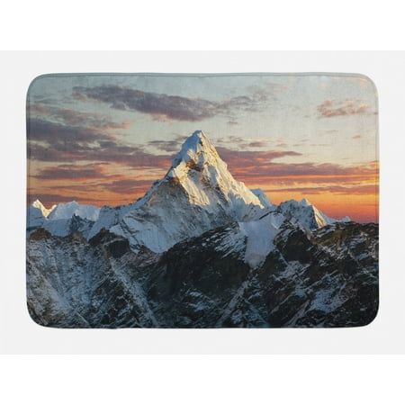 Mountain Bath Mat, Evening South Asian High Mountain above the Sky with Colorful Nepal Everest Photo, Non-Slip Plush Mat Bathroom Kitchen Laundry Room Decor, 29.5 X 17.5 Inches, Multicolor, Ambesonne