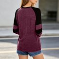 thumbnail image 2 of Aihuaihua Women's V Neck Striped Sleeve Loose Fit Long Sleeve Tunic (Red,XXXXL), 2 of 7