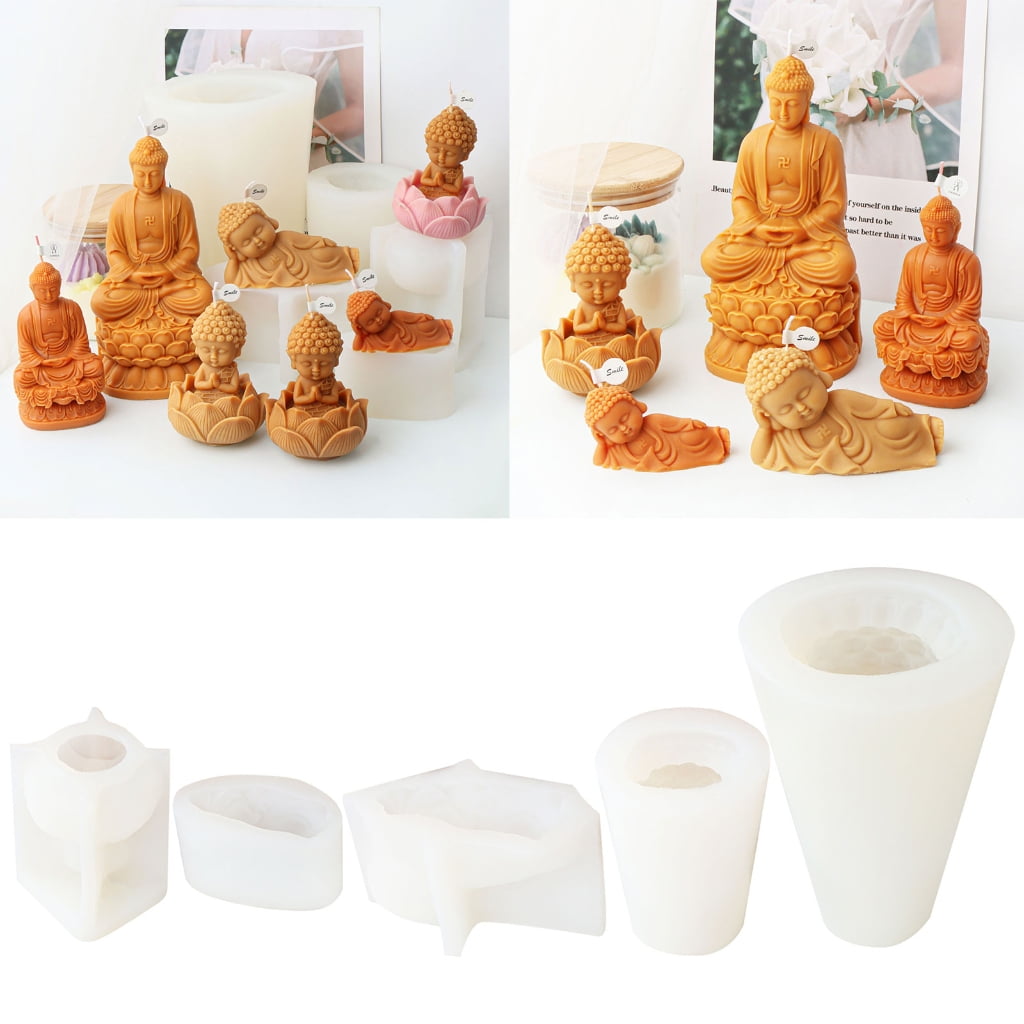 Geemin 3D Meditation Silicone Mold Bodhisattva Statue Scented Candle Making Plaster Mould Concrete Casting Molds Decoration