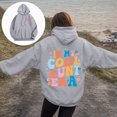 thumbnail image 2 of Xudanell Hoodies for Women Plain Pullover with Hood Casual Pockets Women Sweatshirt Colorful Letter Back Print Clothes for Beach Vacation, 2 of 6