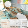 thumbnail image 4 of Blue Anchor Duvet Cover Set California King Size Turquoise Brown Wood Grain Retro Strip Soft Lightweight Comforter Covers 4 Piece Bedding Set with 1 Duvet Cover 1 Bed Sheet & 2 Pillow Shams, 4 of 8