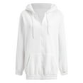 thumbnail image 5 of Arlun Womens Zip up Hoodies Oversized Loose Comfortable Workout Hooded Sweatshirts Long Sleeve Lightweight Solid Color Casual Hooded Jackets with Pockets White XL, 5 of 7