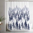 thumbnail image 4 of Abstract Navy Blue Forest Silhouette Shower Curtain for Bathroom, Nature Landscape on White Waterproof Shower Curtains Washable Quick Dry with Hooks Bathtub Curtains 72x72IN, 4 of 9