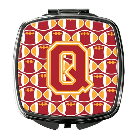 Letter Q Football Cardinal and Gold Compact Mirror