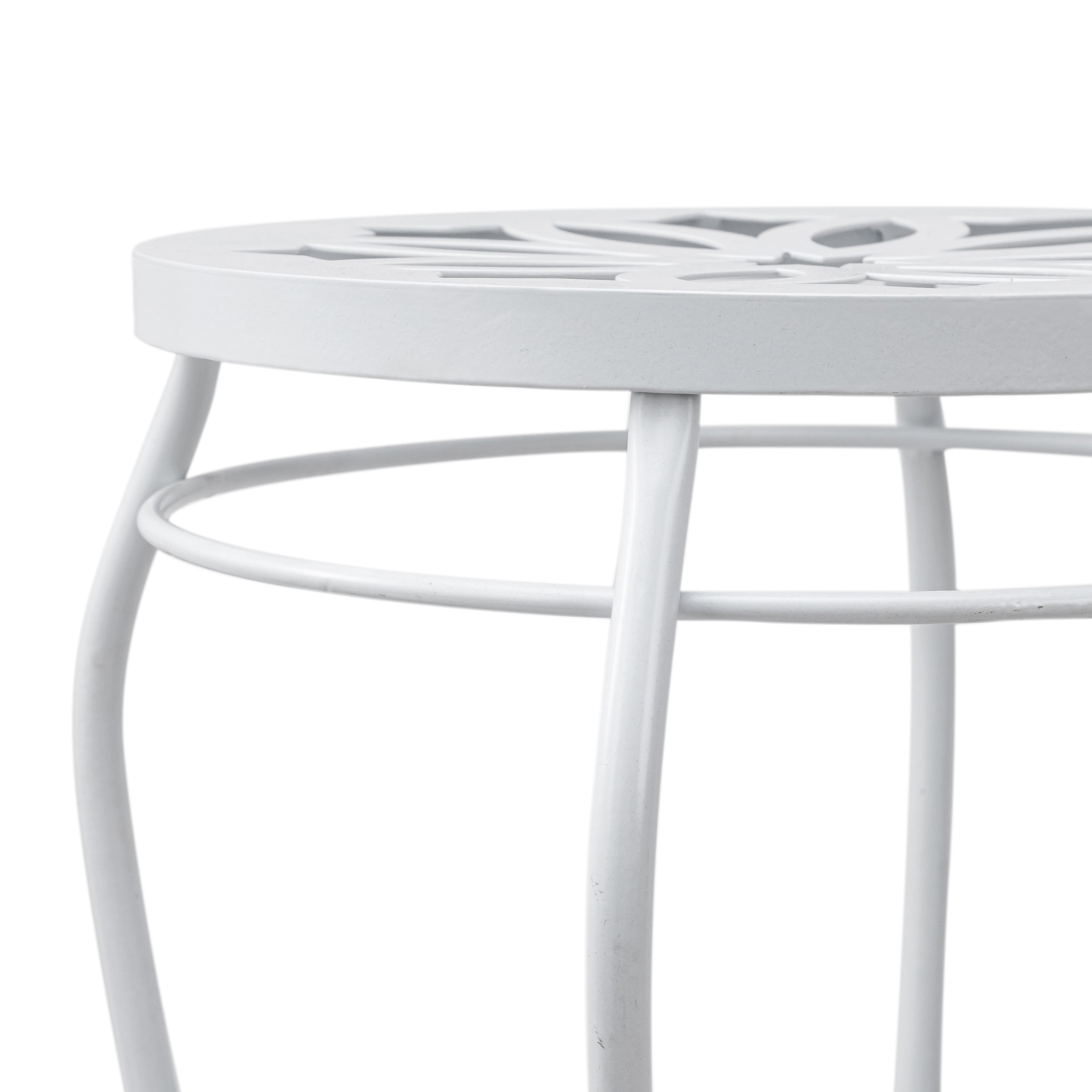 Mainstays 9-Inch White Metal Plant Stand, Indoor/Outdoor, Holds Up to 77 lbs