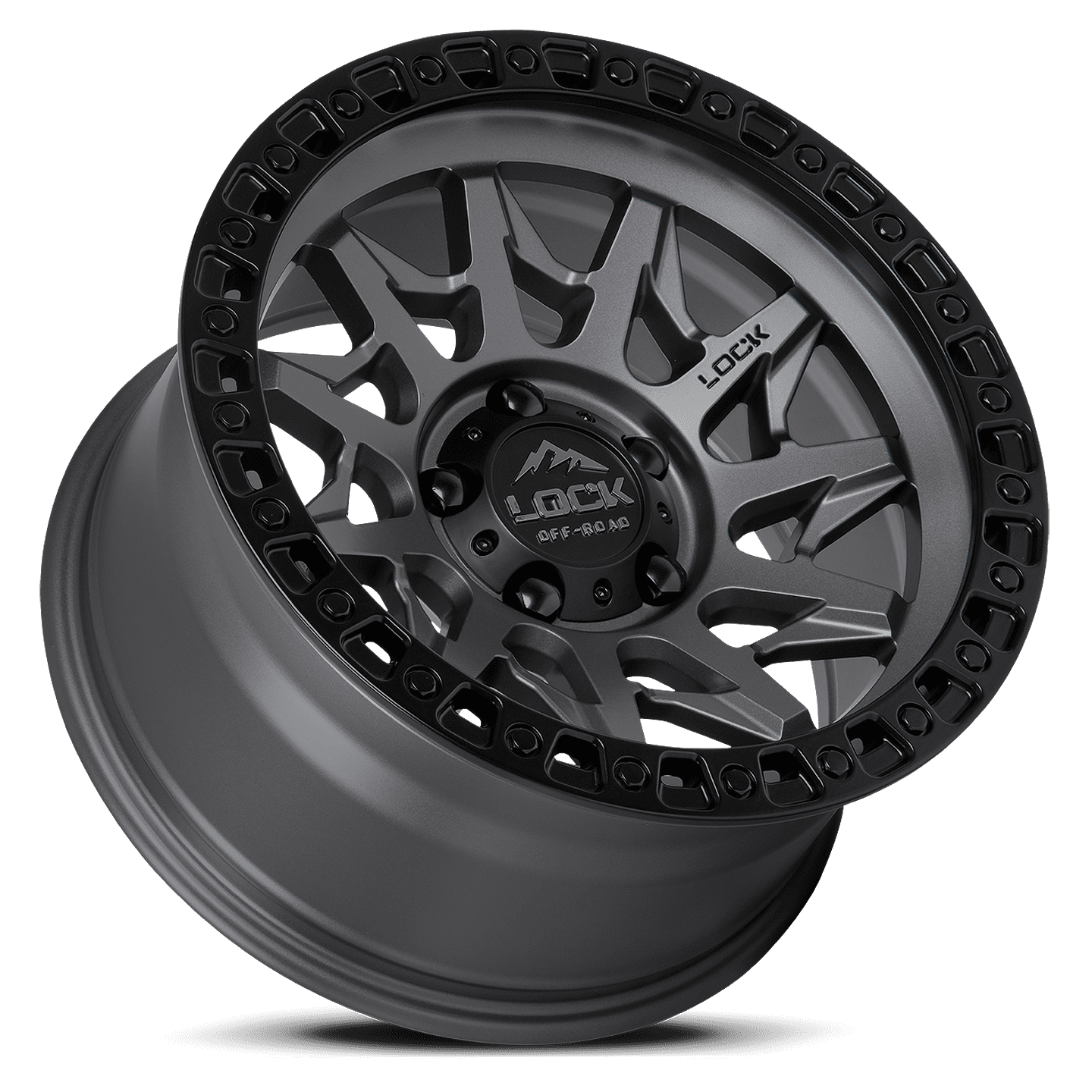 Lock Off-Road Lunatic Matte Grey with Matte Black Ring 9-17