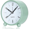 thumbnail image 1 of Reloj despertador para dormitorio, analógico, redondo, con pilas, silencioso, fácil de configurar y con función de luz nocturna, color verde., 1 of 5
