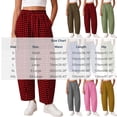 thumbnail image 3 of hoksml Women's Cotton Checkered Elastic Wide Leg Pants with Pockets, Loose Fit Pants for Loungewear and Daily Wear, 3 of 6