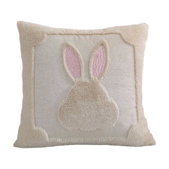Easter Rabbit Decorative Throw Pillowcase, 18" x 18" Soft Plush Bunny Accent Pillow for Couch, Bed, and Nursery Decor